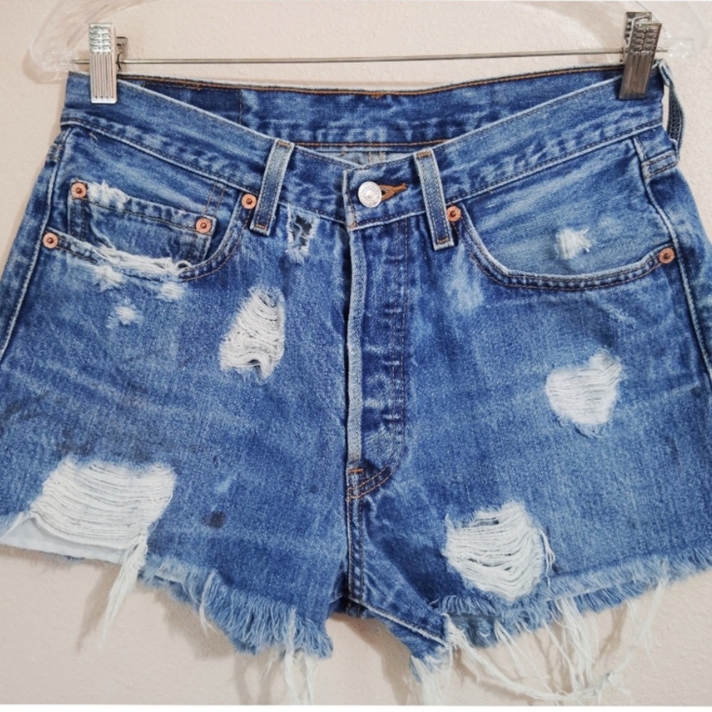 Levi's Distressed Blue Jean Shorts